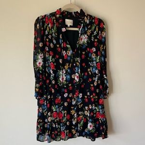 Sezane Black Floral Flowy Dress size 36/S